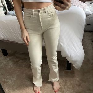& other stories cream split leg denim pants